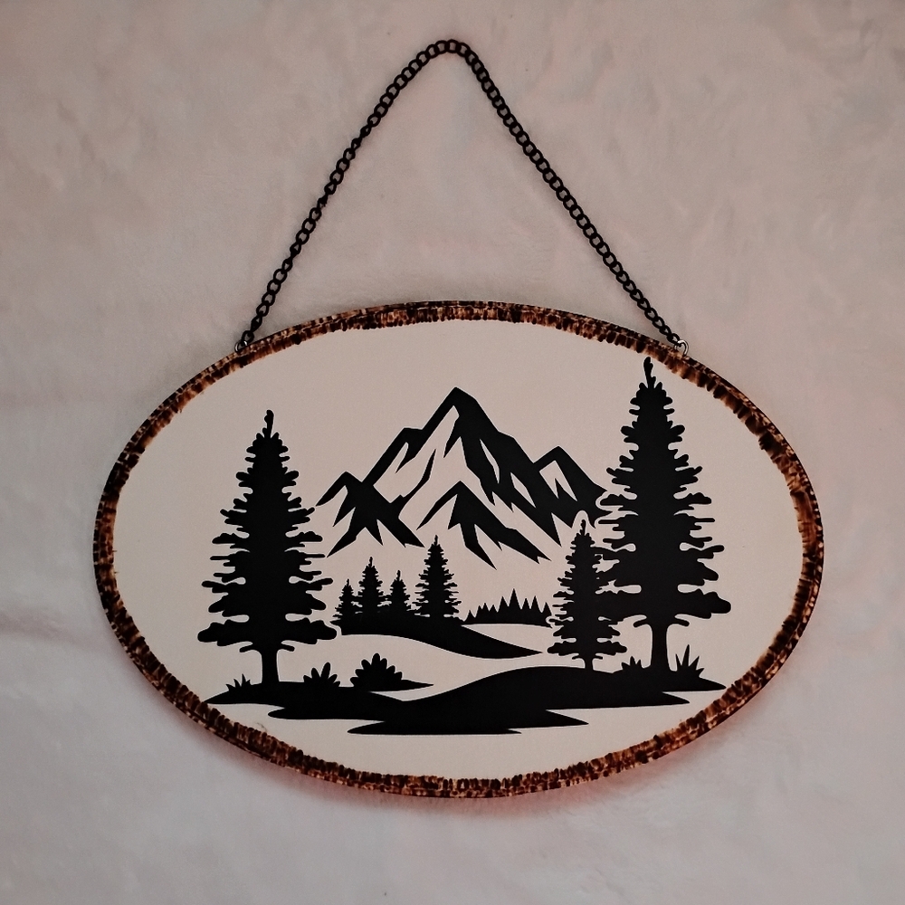 Rustic Black and Brown Mountain Wall Art